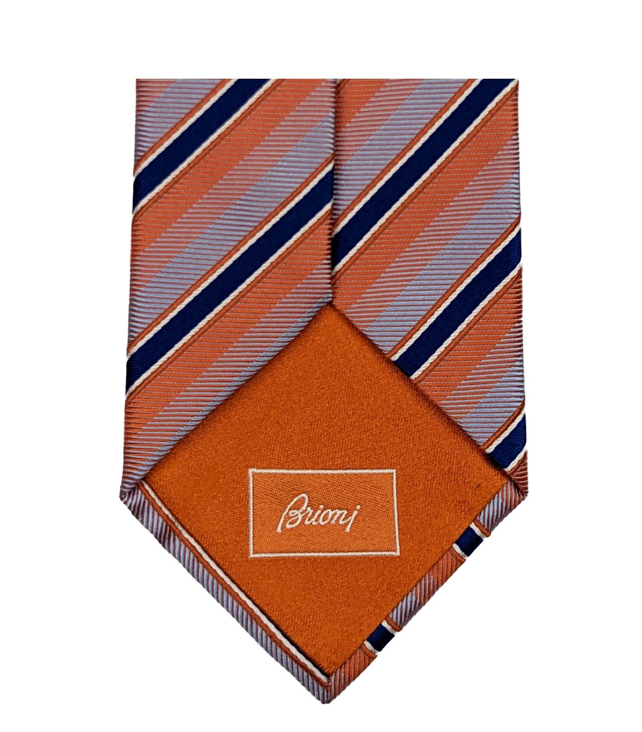 Brioni-O61D00_P5406_02 Brioni Krawatte Orange Gestreift Seide