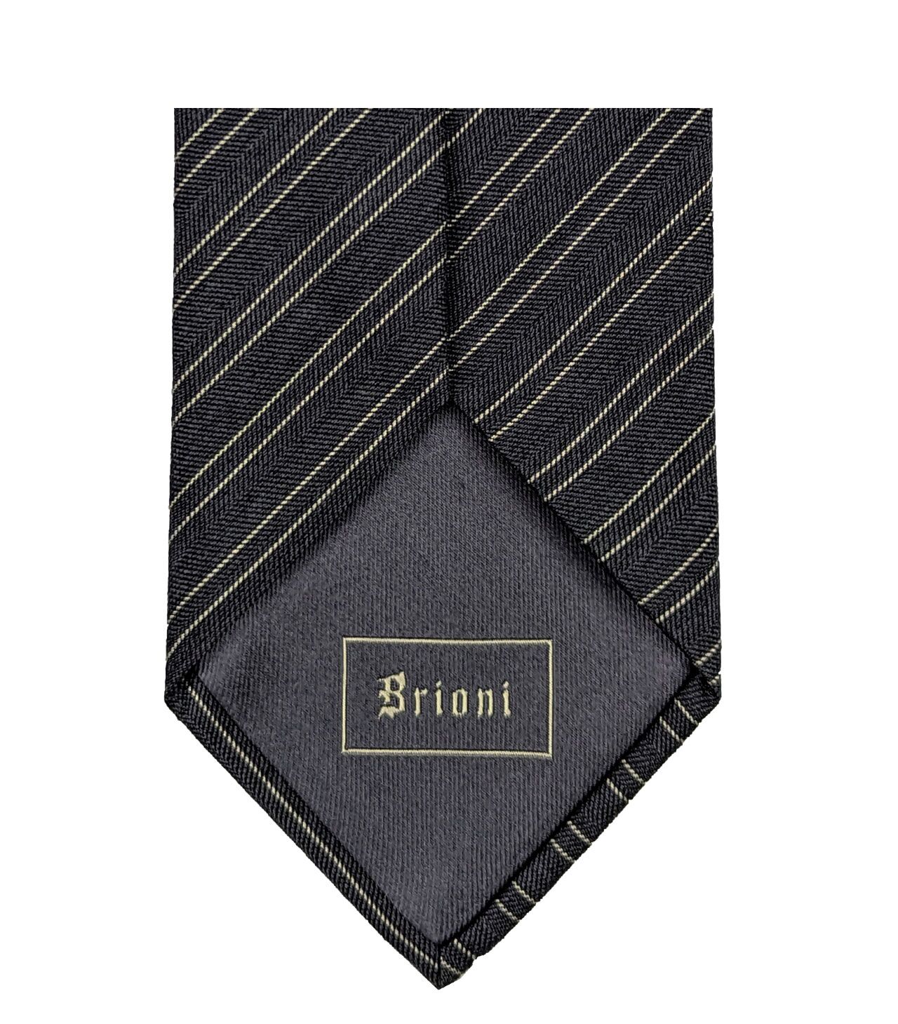 Brioni-o61d00_o6483_graphit_02 Brioni Krawatte Graphit Gestreift Seide